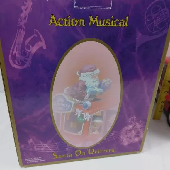 Vtg Action Musical Santa on Delivery Moving Music Box "Santa Is Coming to Town" - Picture 14 of 15